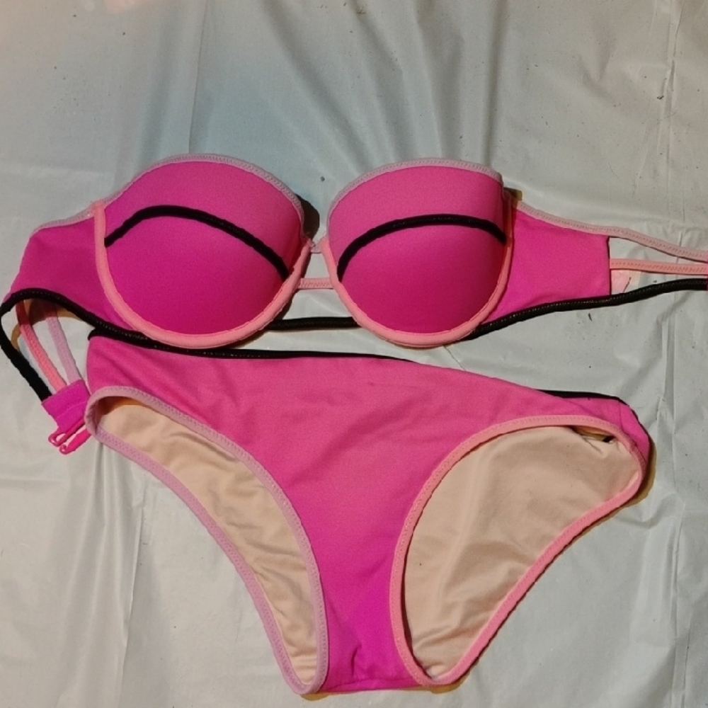 Victoria's Secret Pink and Black Bikini Set